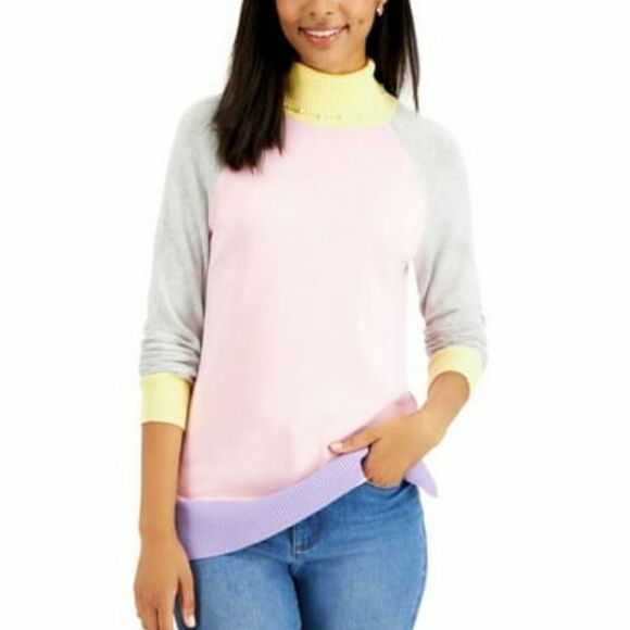 Charter Club Long Sleeve Colorblocked Turtleneck Sweater sz XXL - Picture 1 of 10